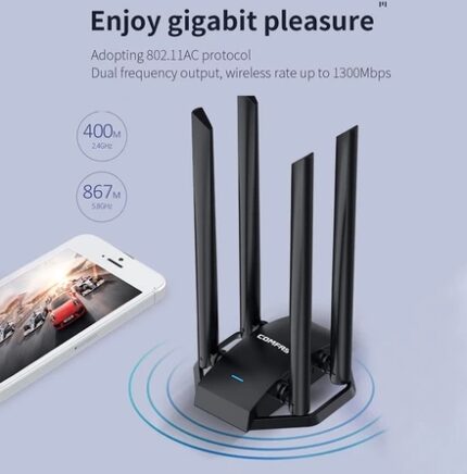 ตัวรับสัญญาณไวไฟ 4 เสาUSB WIFI 2.4G + 5GHz COMFAST CF